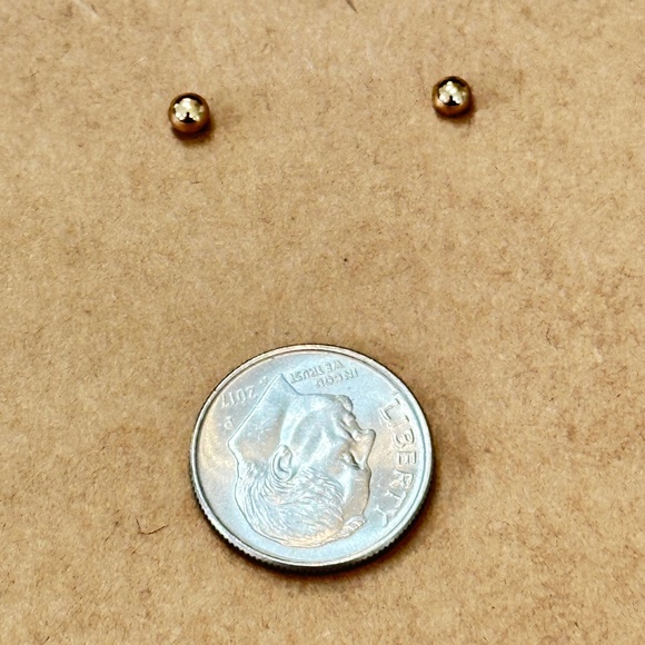 2/$15 Gold ball stud earrings. Very dainty bead earrings with post back. - Picture 6 of 11